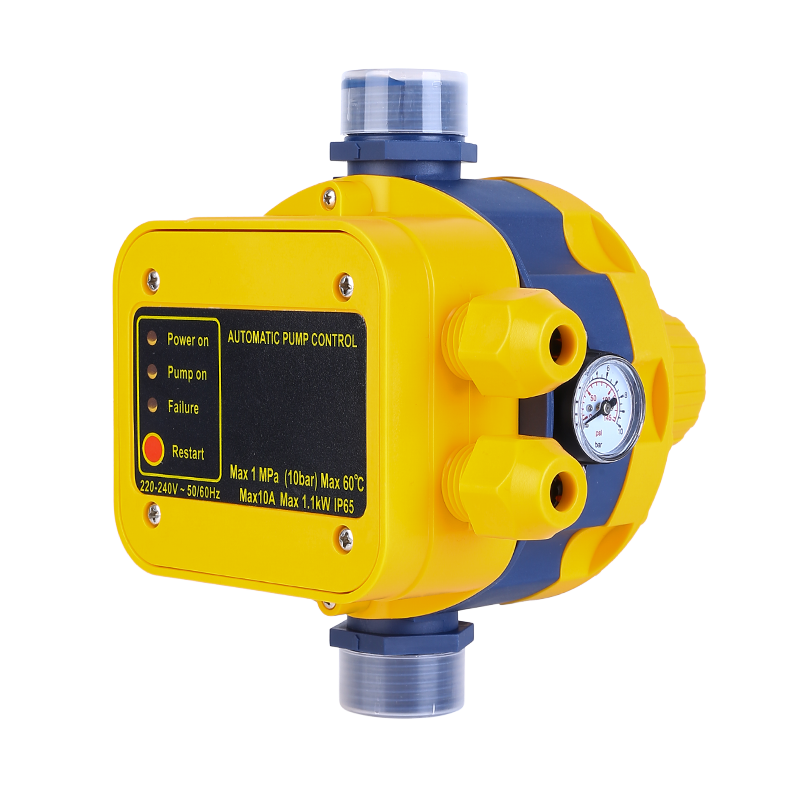 Pointer water pump pressure controller with gauge for garden pump