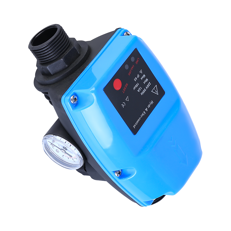 Pointer water pump pressure controller with gauge for self-priming pump