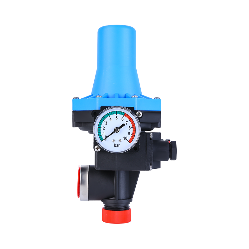 Smart pointer water pump pressure controller with gauge to adjust water flow pressure