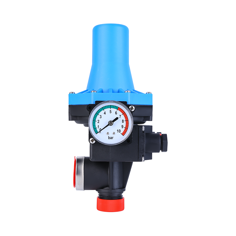 Smart pointer water pump pressure controller with gauge to adjust water flow pressure